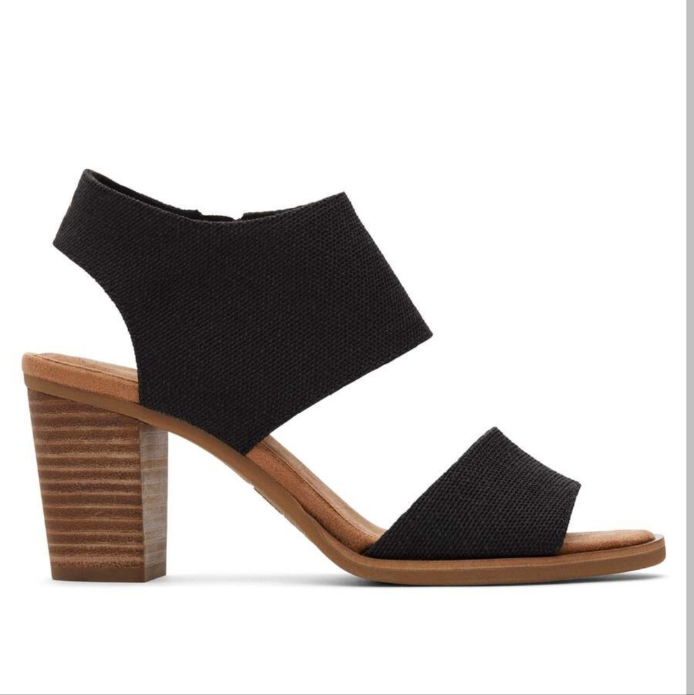 Toms Women Majorca Cutout Black Heeled Sandal